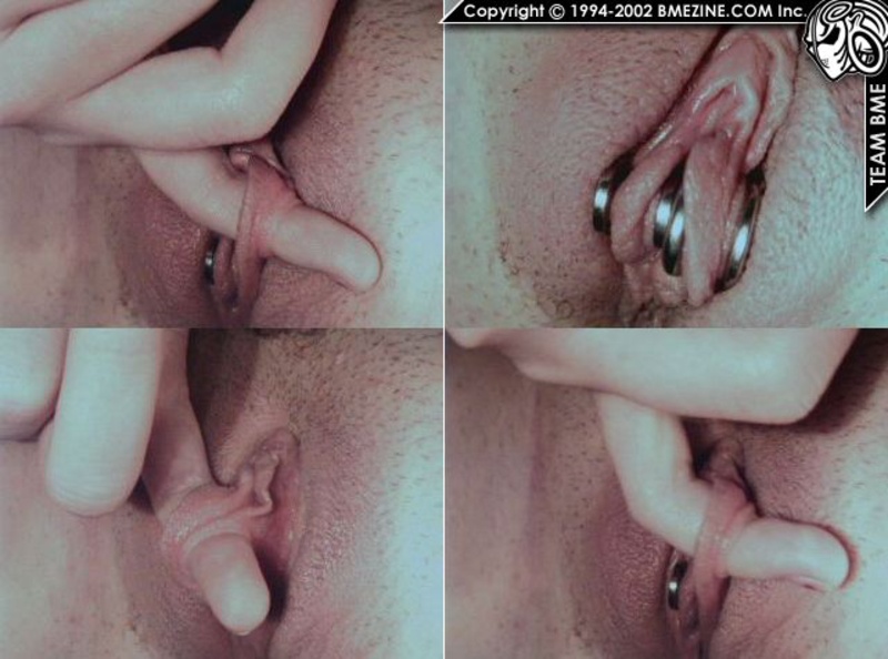 Пирсинг на растянутых половых губах фото