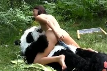 Леди на природе трахалась с пандой